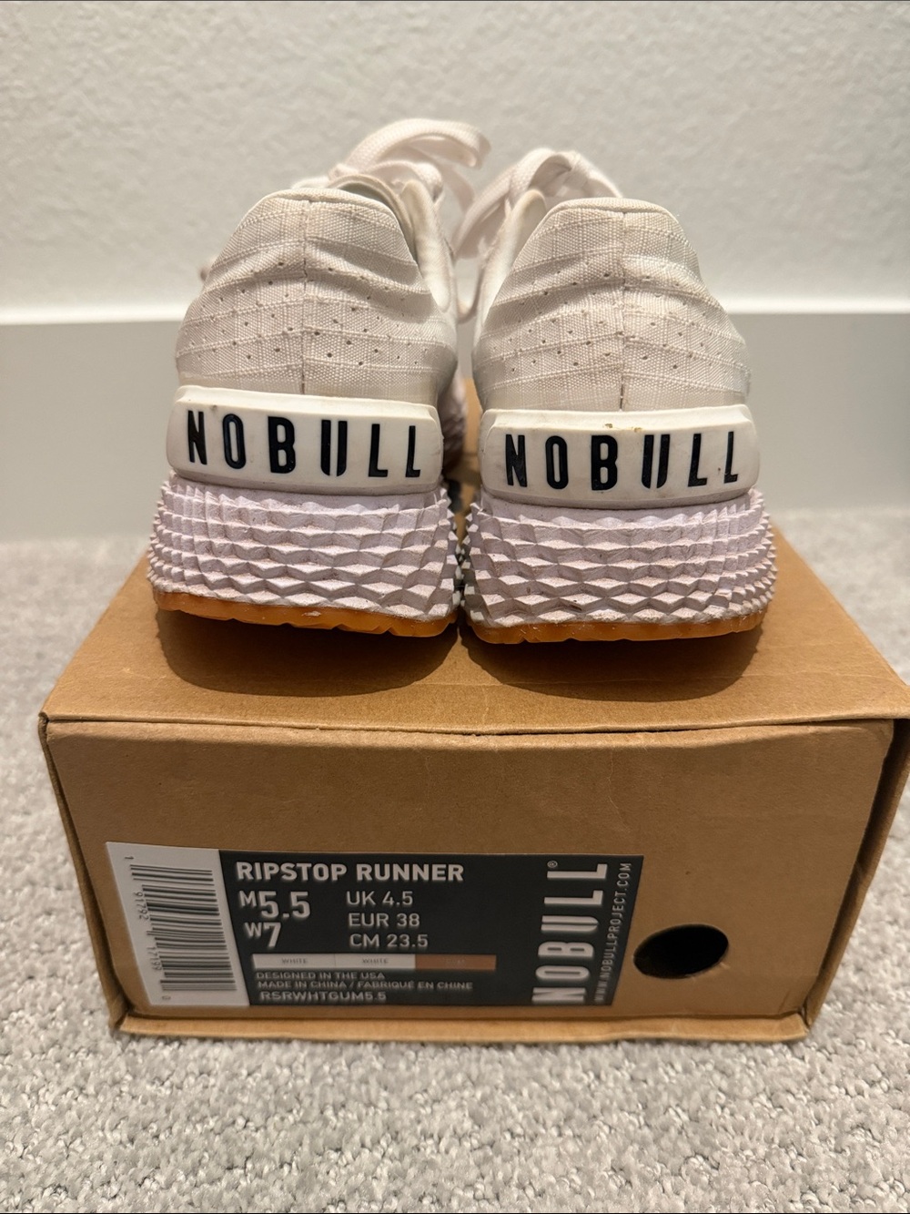 NOBULL women’s Ripstop Runner Sneakers in Light Pink and White